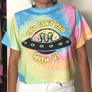 UFO graphic tie dye tee